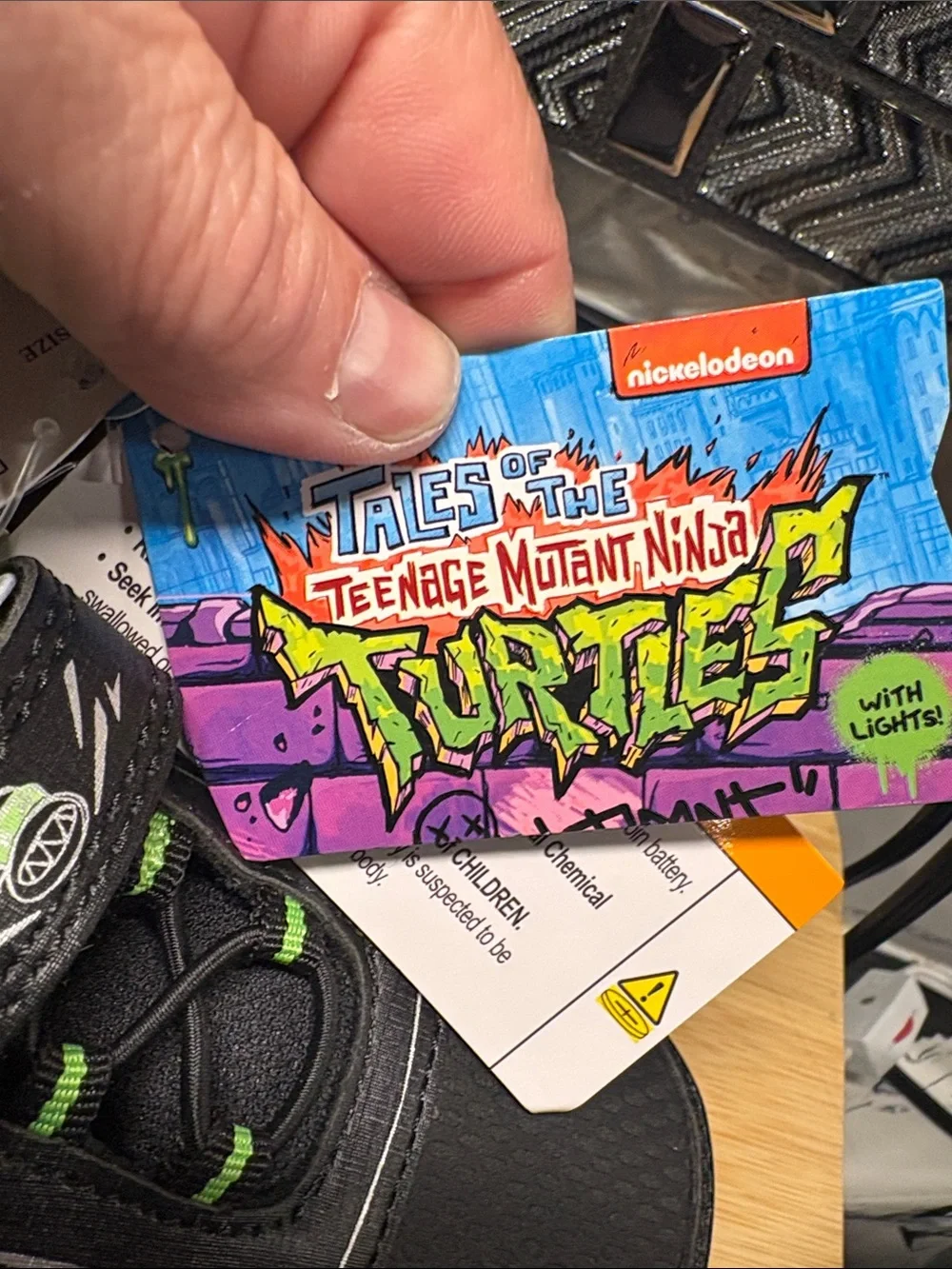 Nickelodeon Black and Bright Green Kids Sneakers with Light-Up Detail